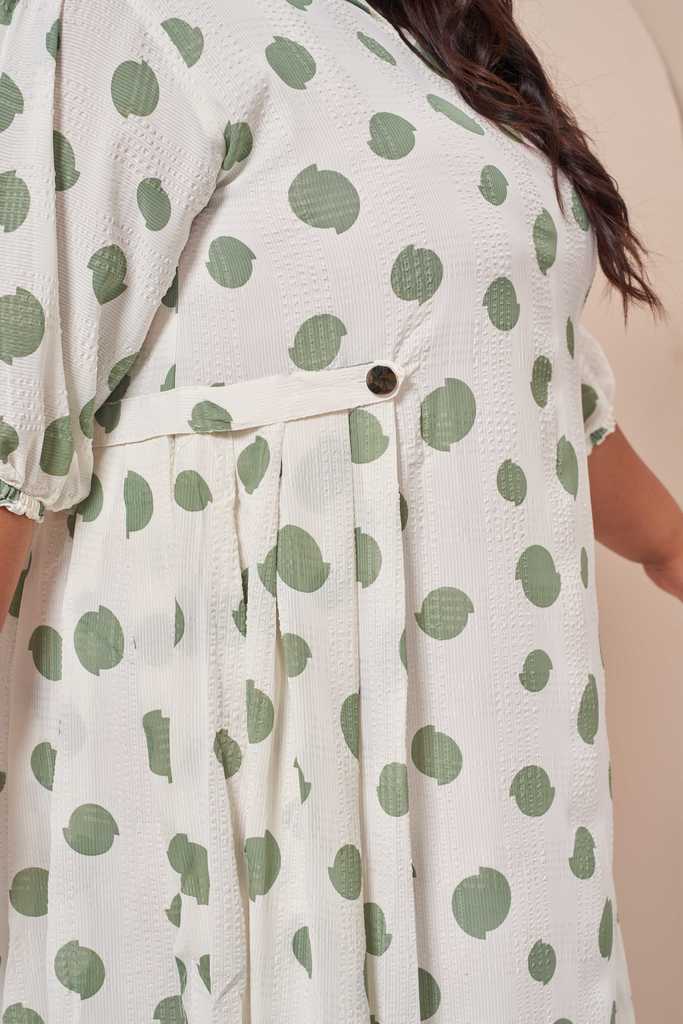 A-line Polka Dot Dress (Green)