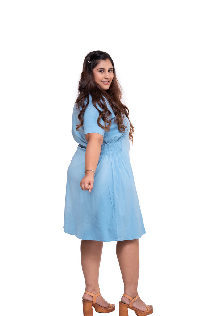 Elasticated Waist Dress (Blue)