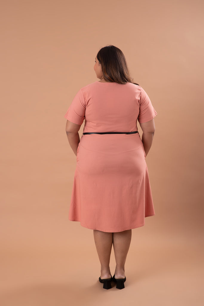 T- Shirt Dress with Belt (Peach)