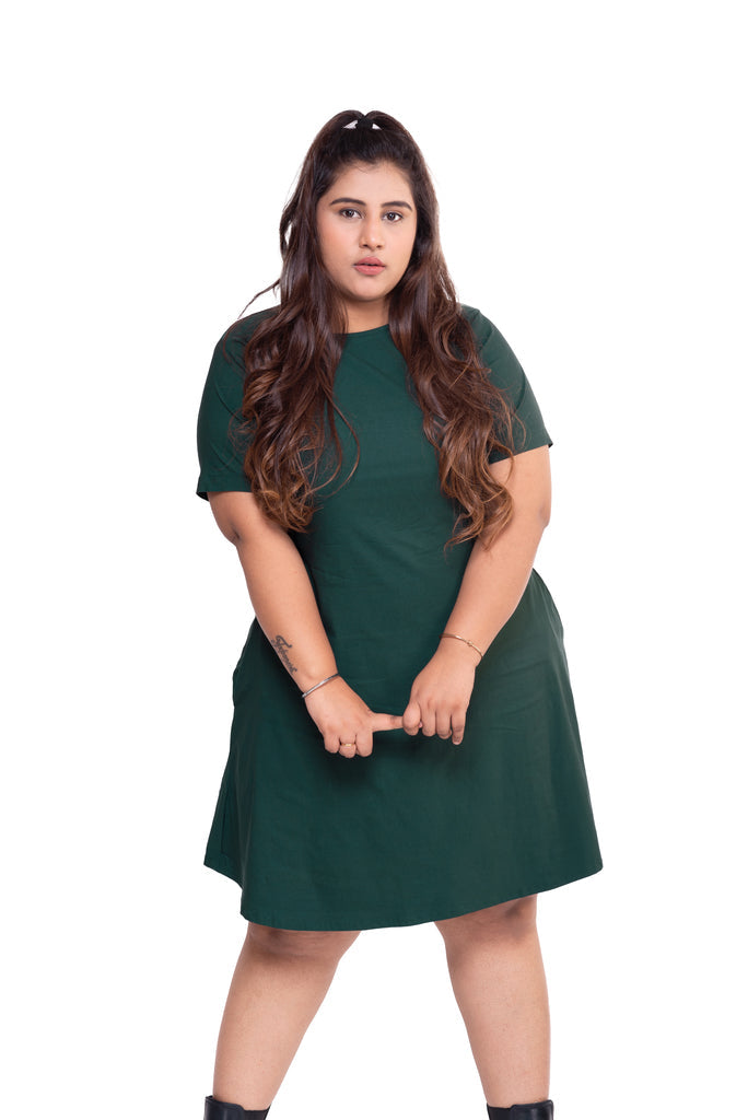 T- Shirt Dress with Belt (Dark Green)