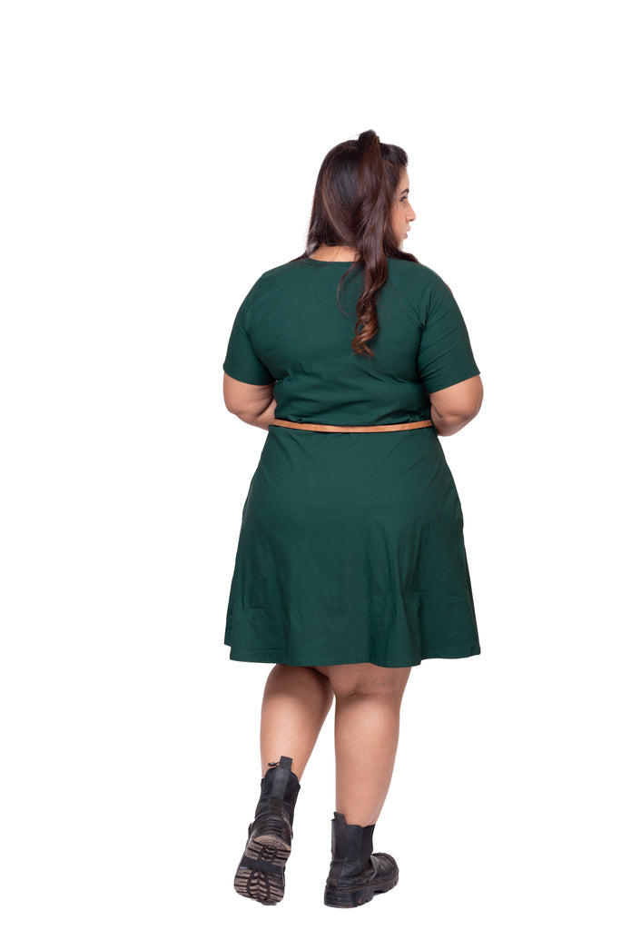 T- Shirt Dress with Belt (Dark Green)