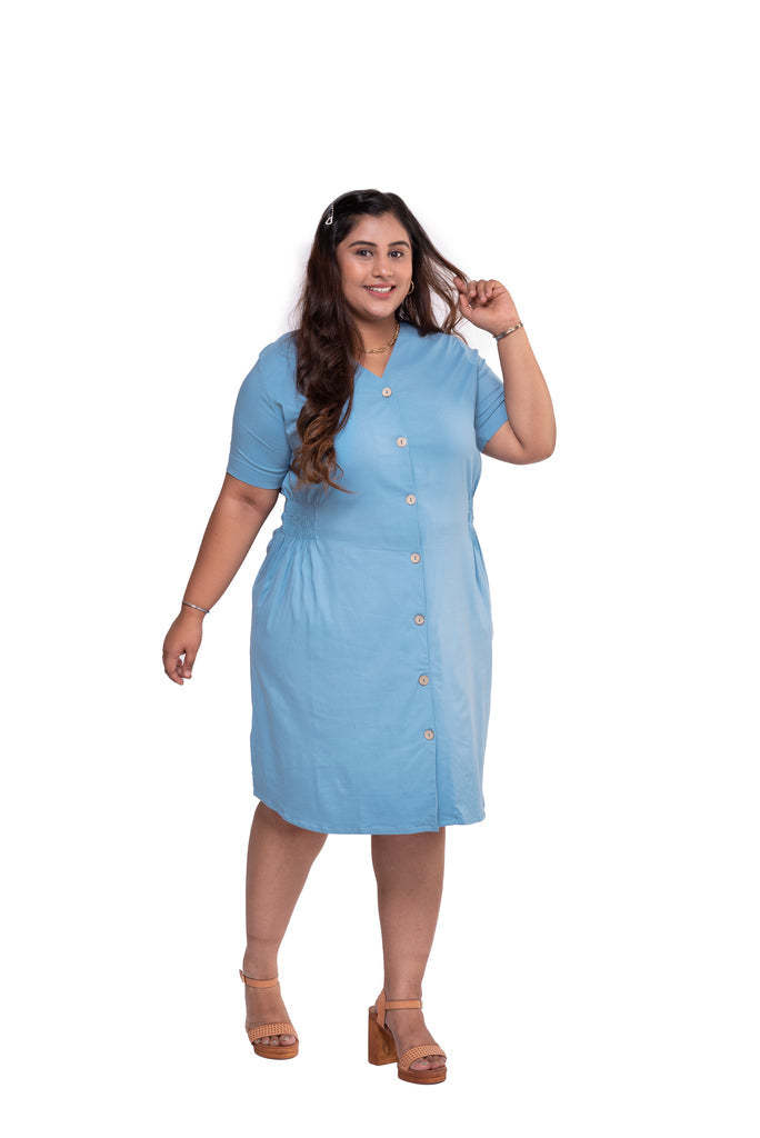 Elasticated Waist Dress (Blue)