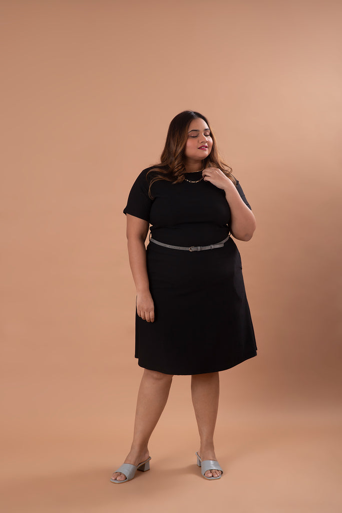 T- Shirt Dress with Belt (Black)