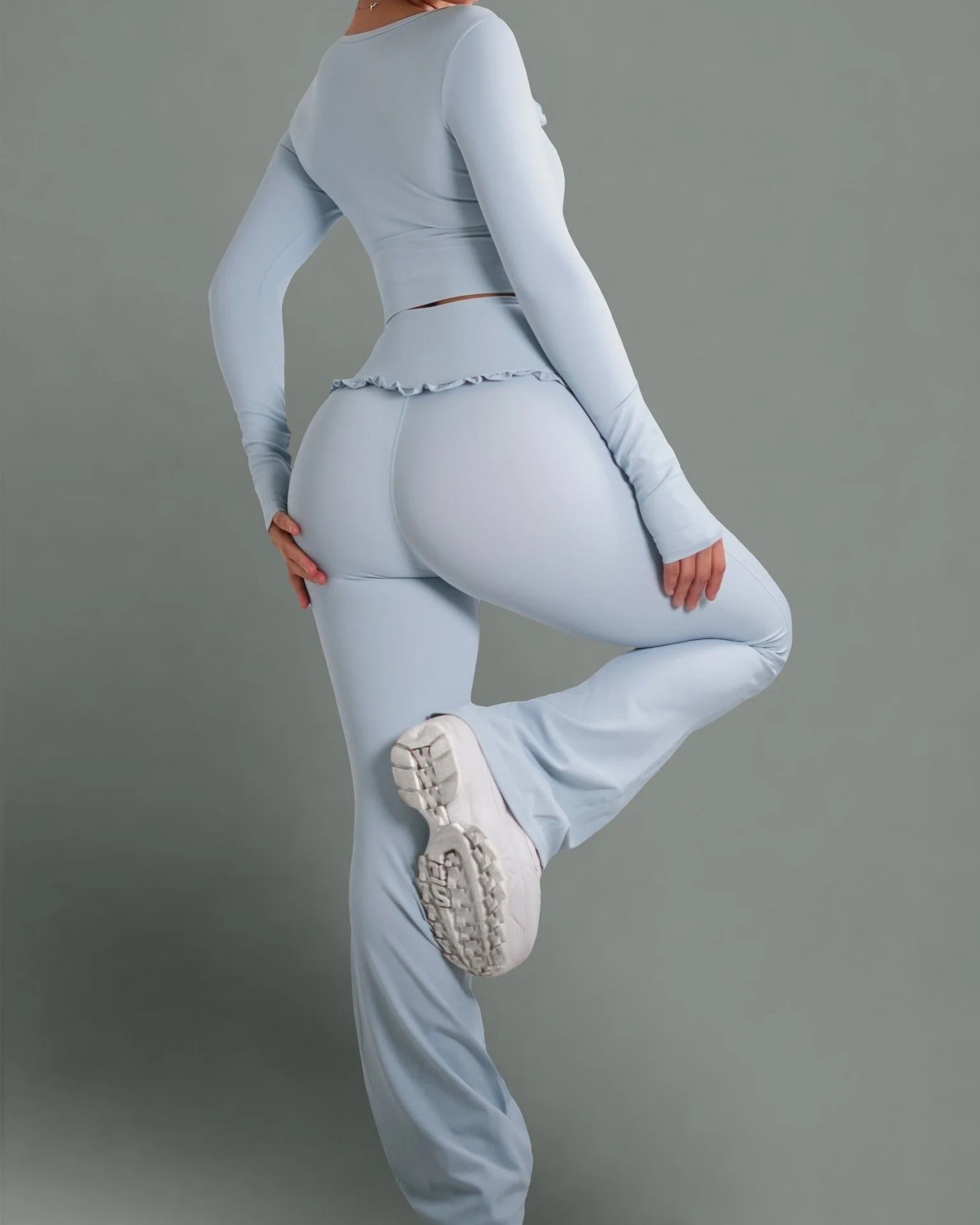 Ballet Ruffle Sports Tight-Fitting Height Elasticity Fitness Yoga Set  - By Qivii