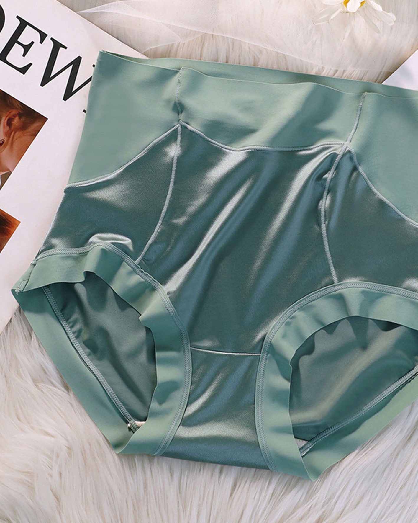 High Waisted Satin Seamless Bare Underwear  - By Qivii