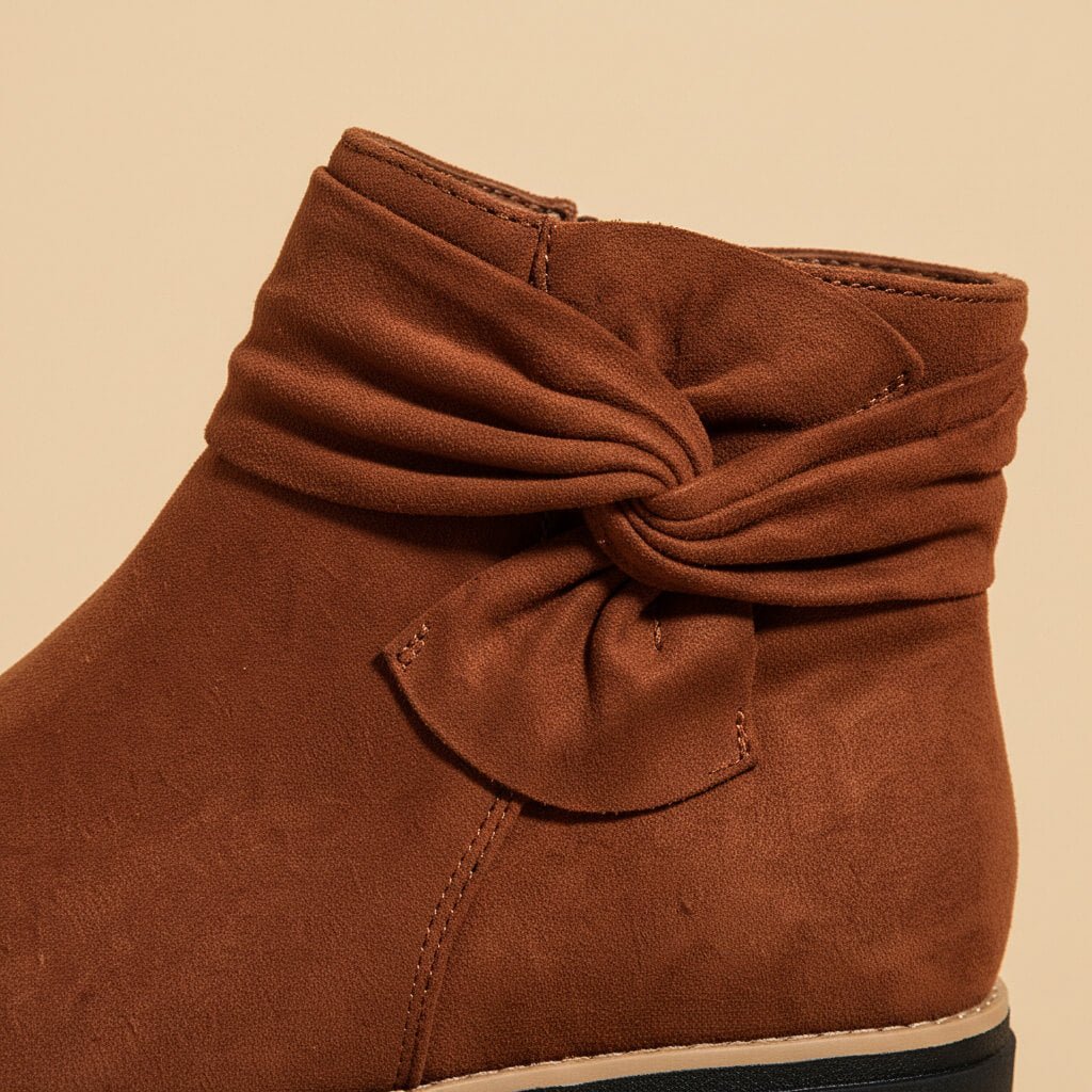 Penelope Suede Bow Boots  - By Qivii
