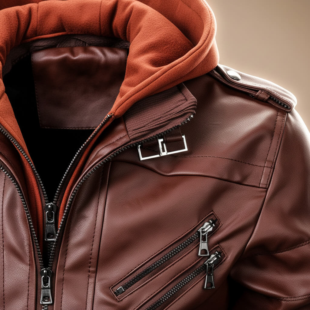 Robert Hooded Leather Jacket  - By Qivii