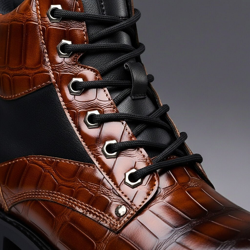 Chase Embossed Leather Boots  - By Qivii