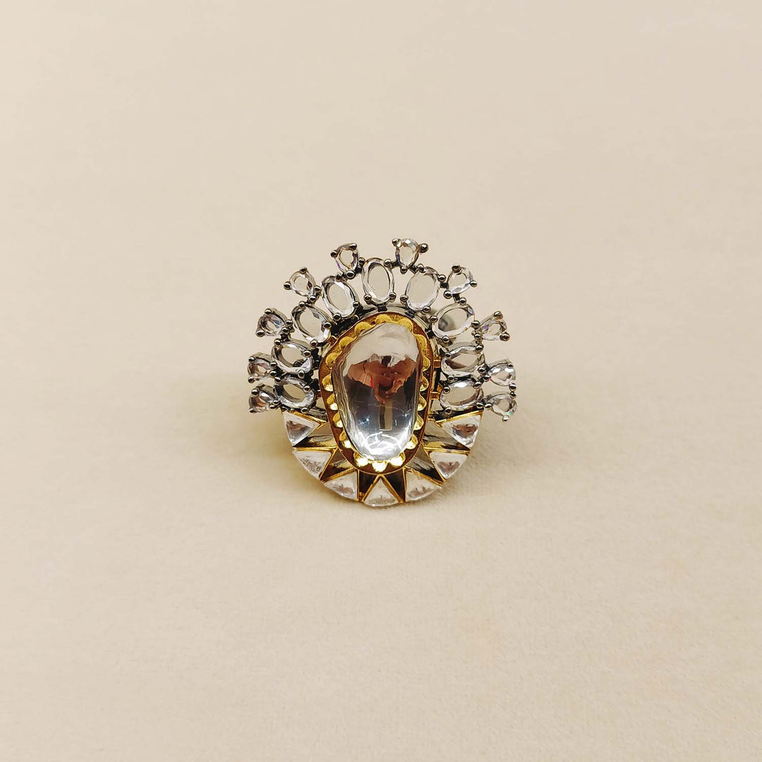 Beautiful oval stone Victorian ring with intricate diamond detailing and elegant design