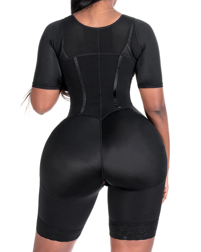 Precise Mid Thigh With Attached Bra & Arms High Compression Tummy Control Full Bodysuit Faja Shapewear  - By Qivii