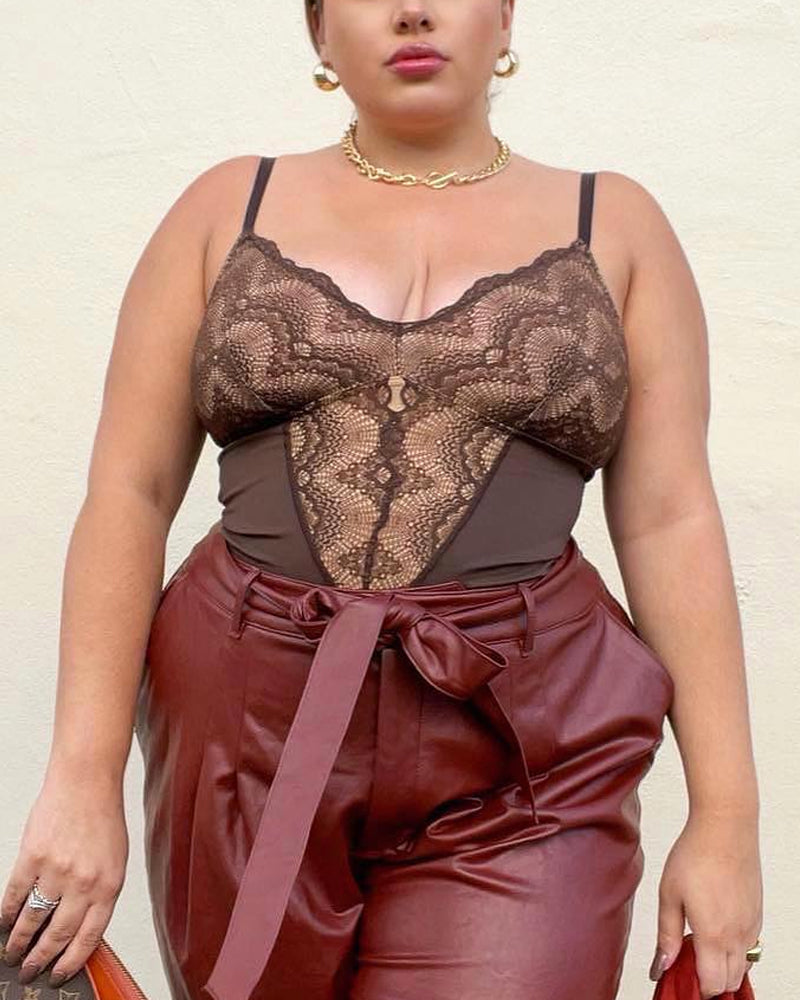 Sculpting One Piece Lace Shapewear Bodysuits  - By Qivii