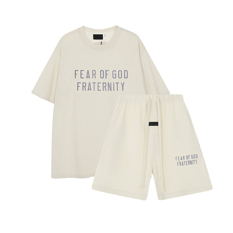 FW24 FRATERNITY T-Shirt / Shorts / Set - Milky White  - By Qivii