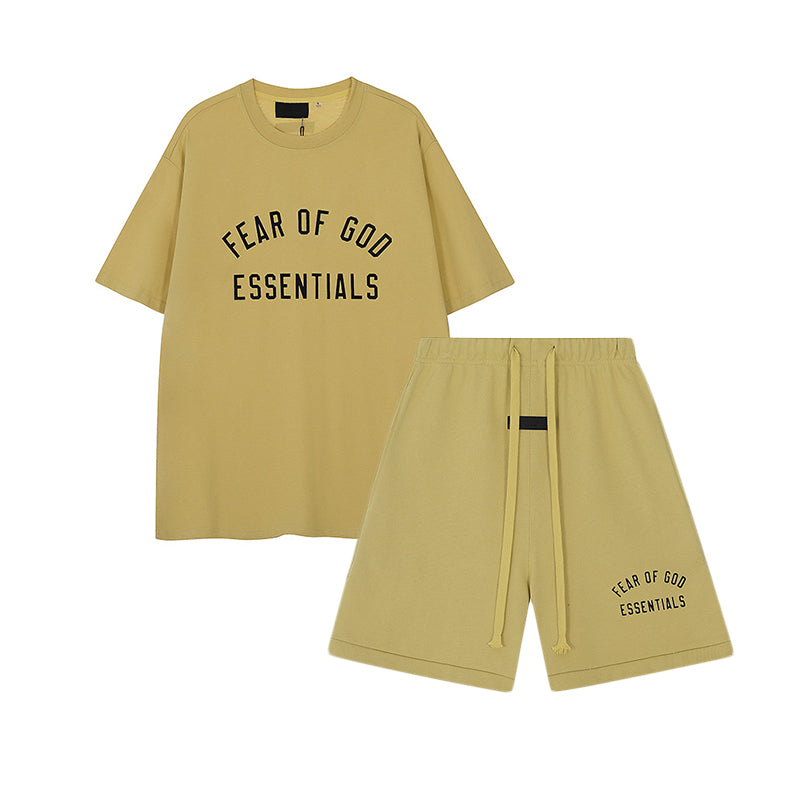 FW24 Half Arc T-Shirt / Shorts / Set - Yellow  - By Qivii