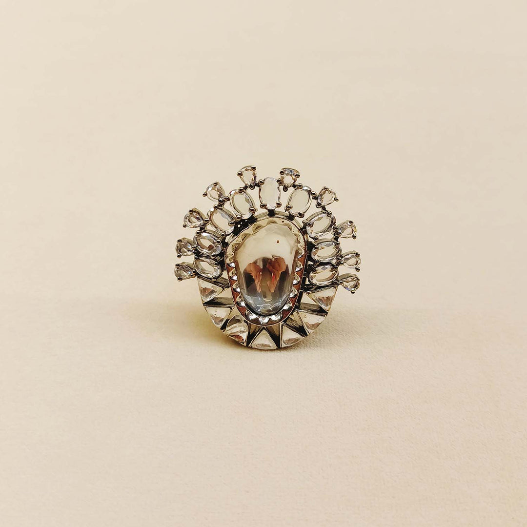  Handcrafted Gitika Diamonds Rhodium Plated Victorian Ring with vintage-inspired detailing