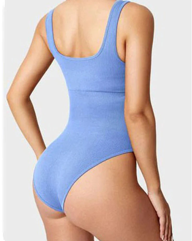 Women's Shapewear Bodysuits Sexy Ribbed Sleeveless Square Neck Tank Tops  - By Qivii