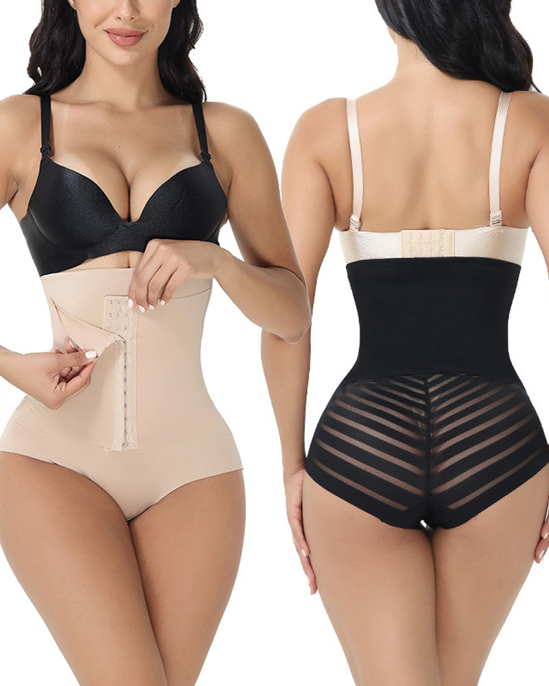 High-waisted Tummy Control Breathable Mesh Panties Shorts  - By Qivii