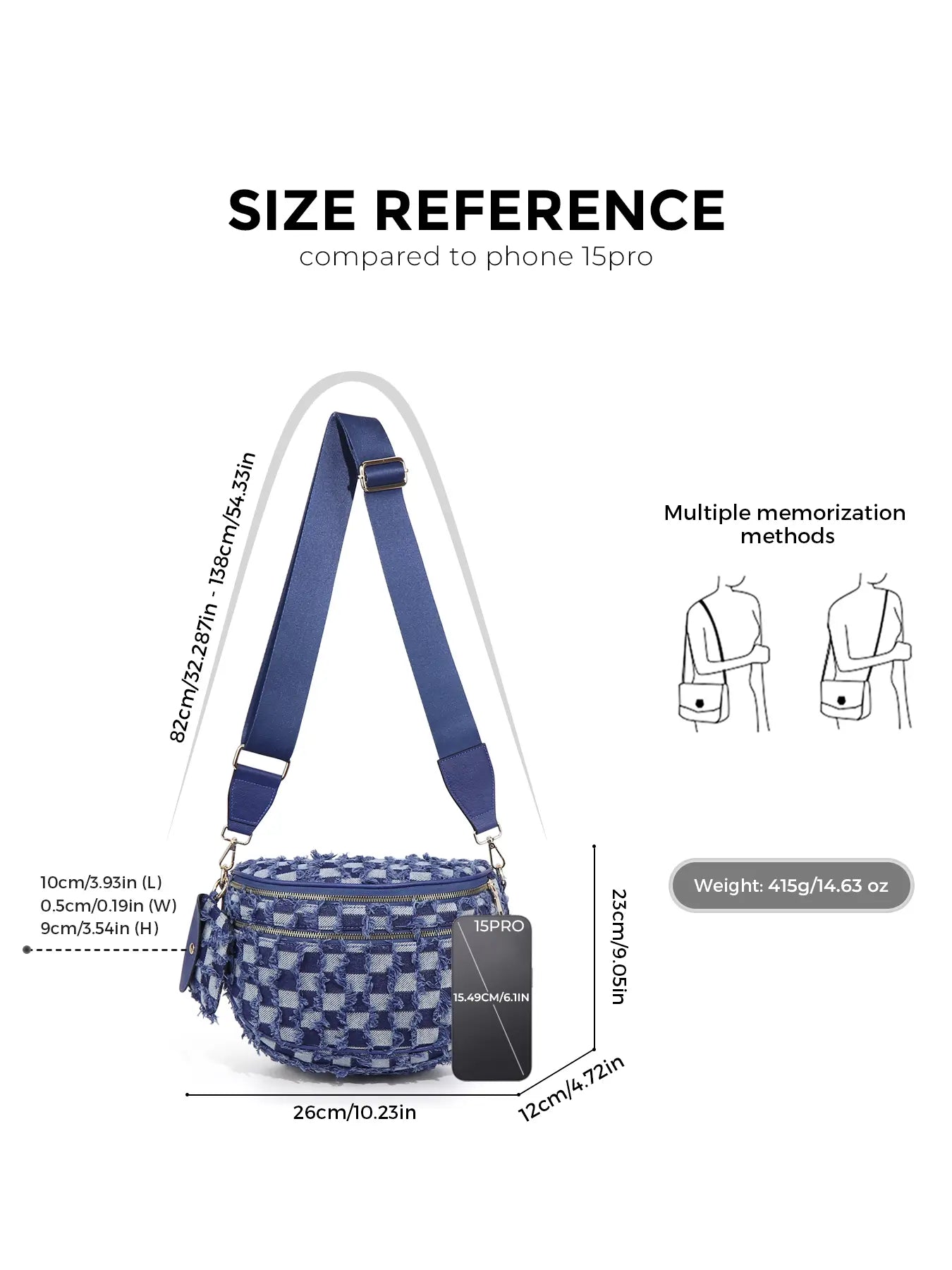 Ounamei Checkered Crossbody Bum Bag for Women Large Capacity Belt Bag for Moms & Everyday Travel