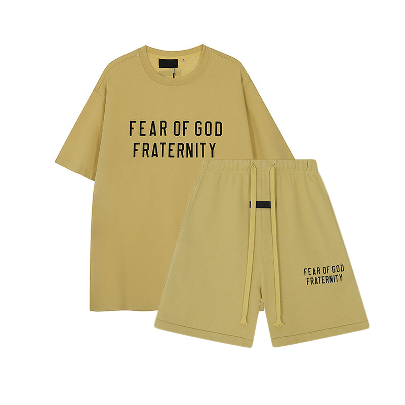 FW24 FRATERNITY T-Shirt / Shorts / Set - Yellow  - By Qivii