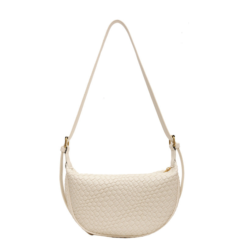Women's Riviera Bias-Weave Crescent - Convertible Shoulder to Crossbody in French-Inspired Grain