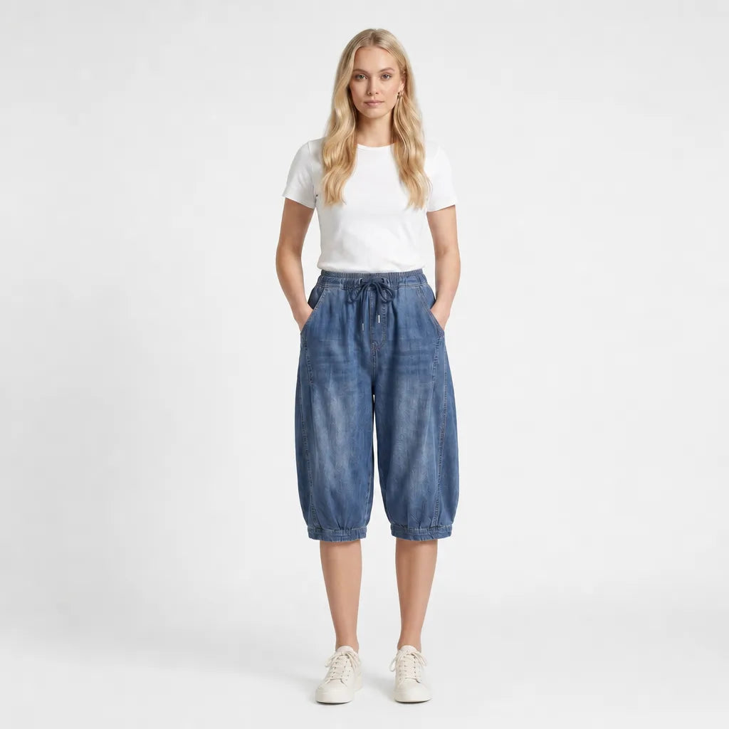 Dana Denim Harem Shorts