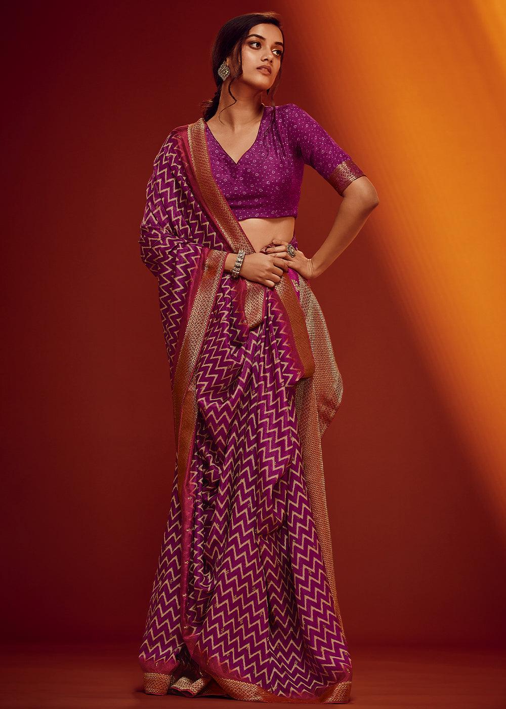 Dark Orchid Purple Woven Viscose Silk Saree - qivii