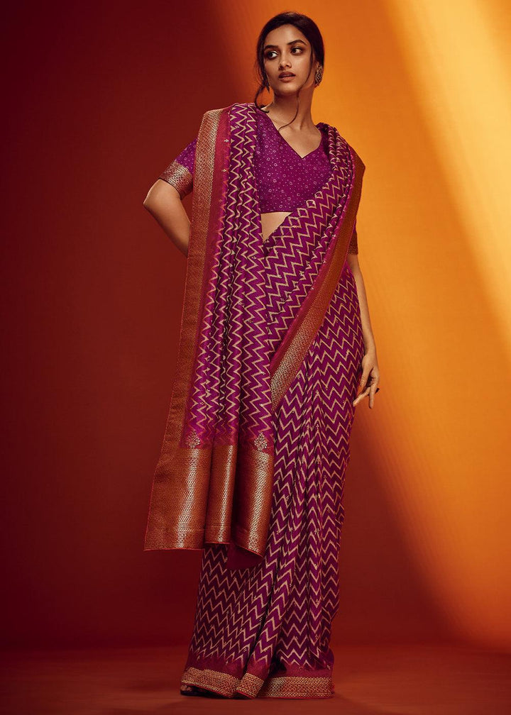 Dark Orchid Purple Woven Viscose Silk Saree - qivii