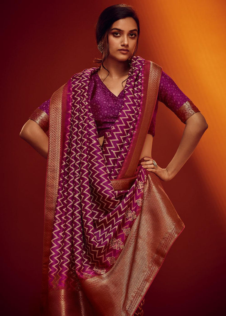 Dark Orchid Purple Woven Viscose Silk Saree - qivii