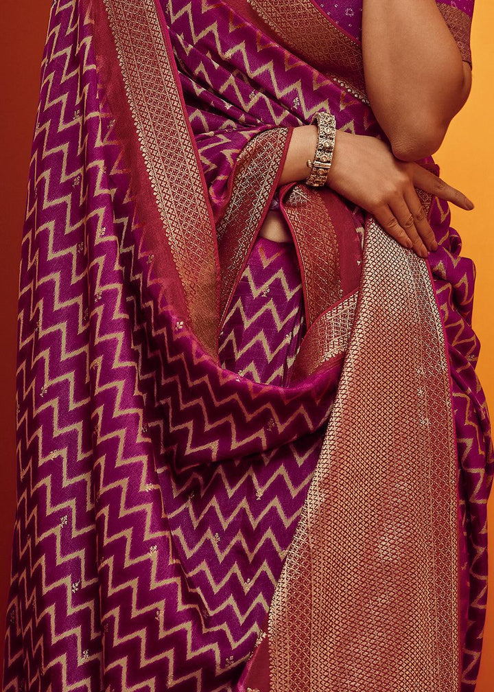 Dark Orchid Purple Woven Viscose Silk Saree - qivii