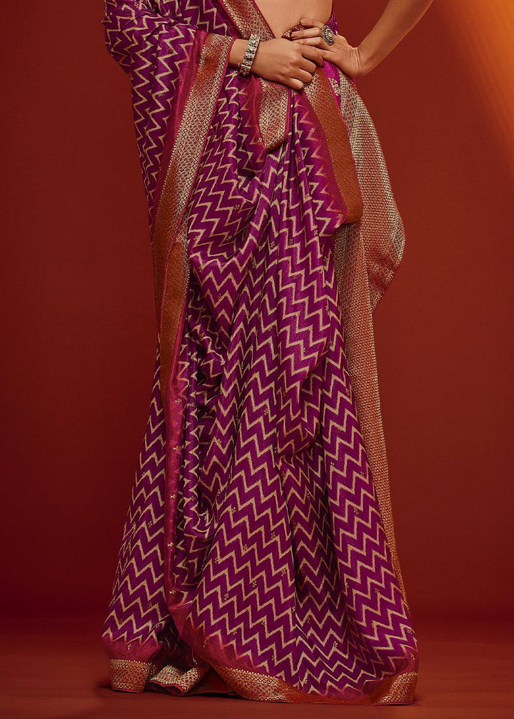 Dark Orchid Purple Woven Viscose Silk Saree - qivii