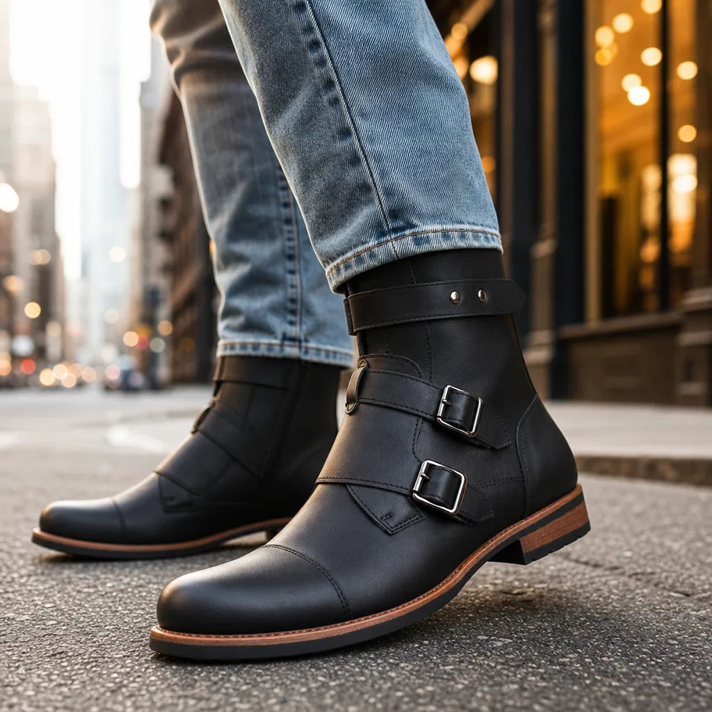 Dashiell | Mens Fall Strap Moto Boots