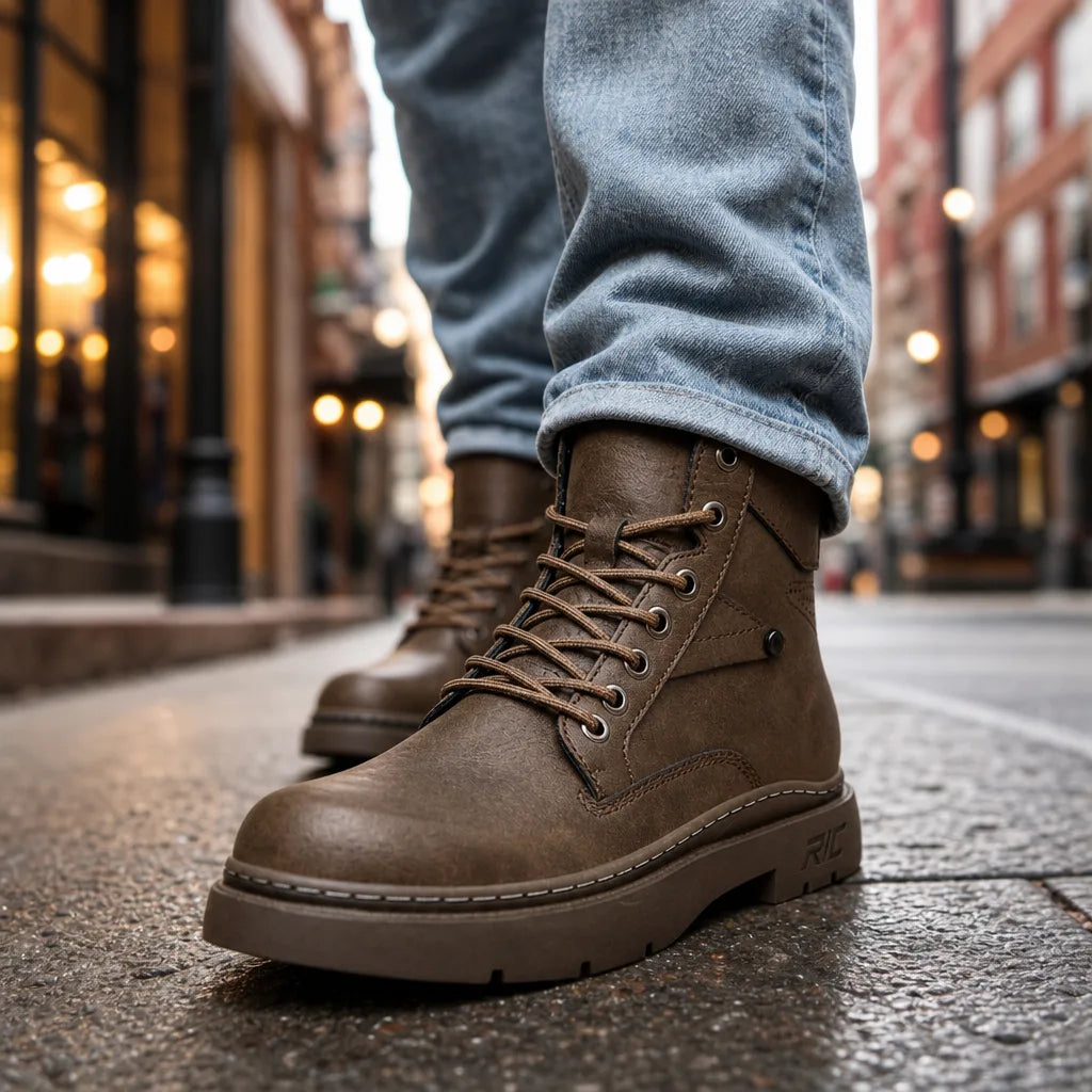 David | Mens Lace Up Winter Leather Work Boots