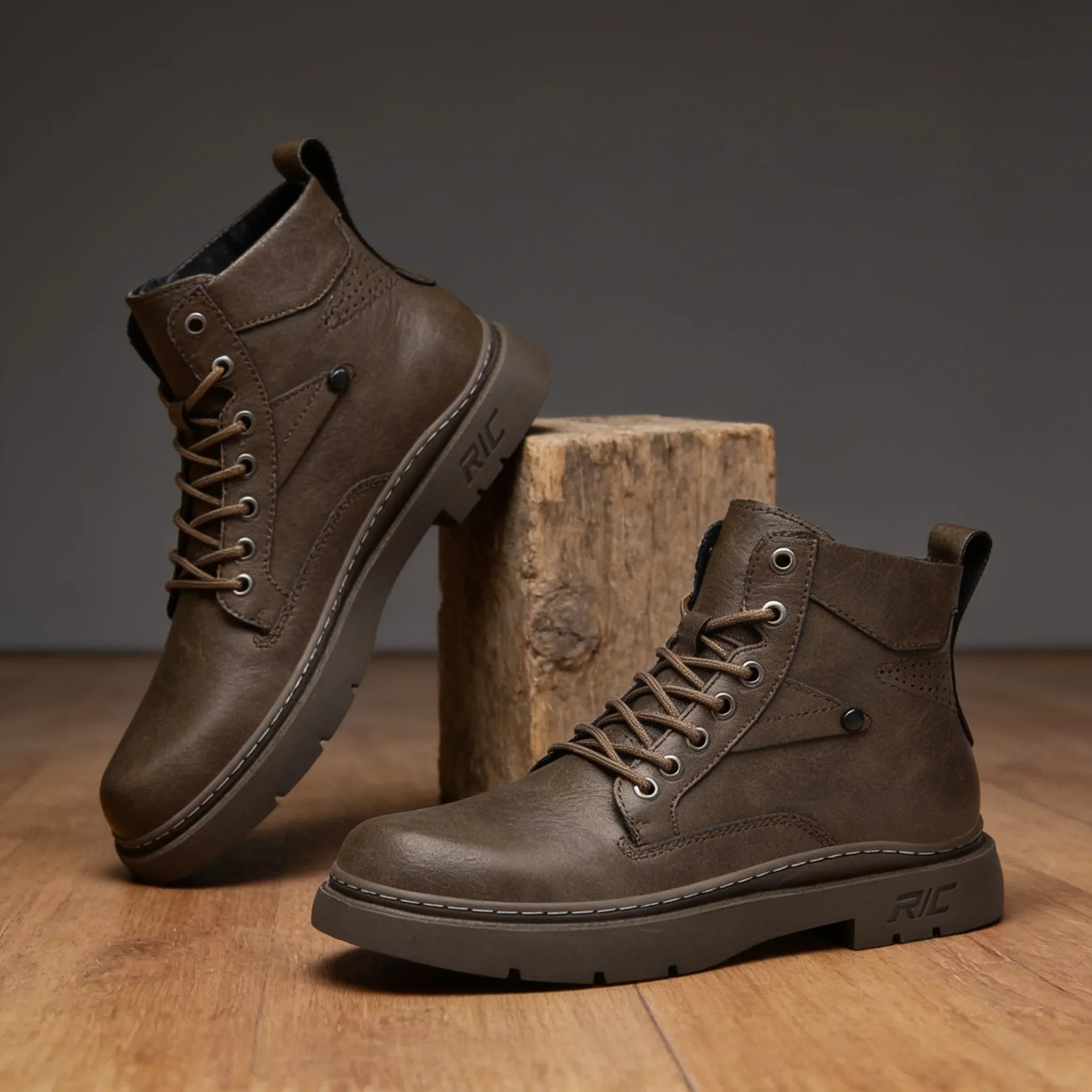 David | Mens Lace Up Winter Leather Work Boots