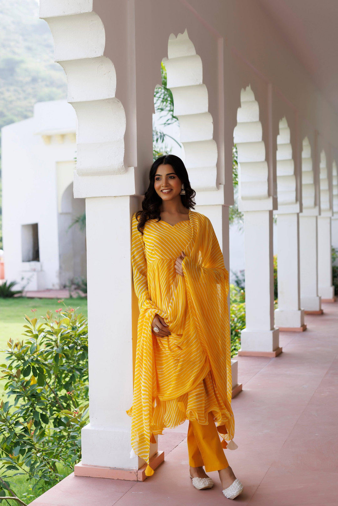 Daylily Leheriya Yellow Kurta Set - qivii