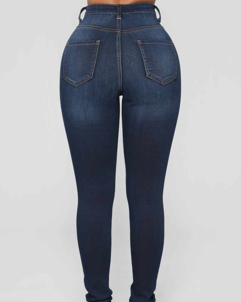 High Waist Elastic Tummy Control and Hip Lift Skinny Jeans  - By Qivii