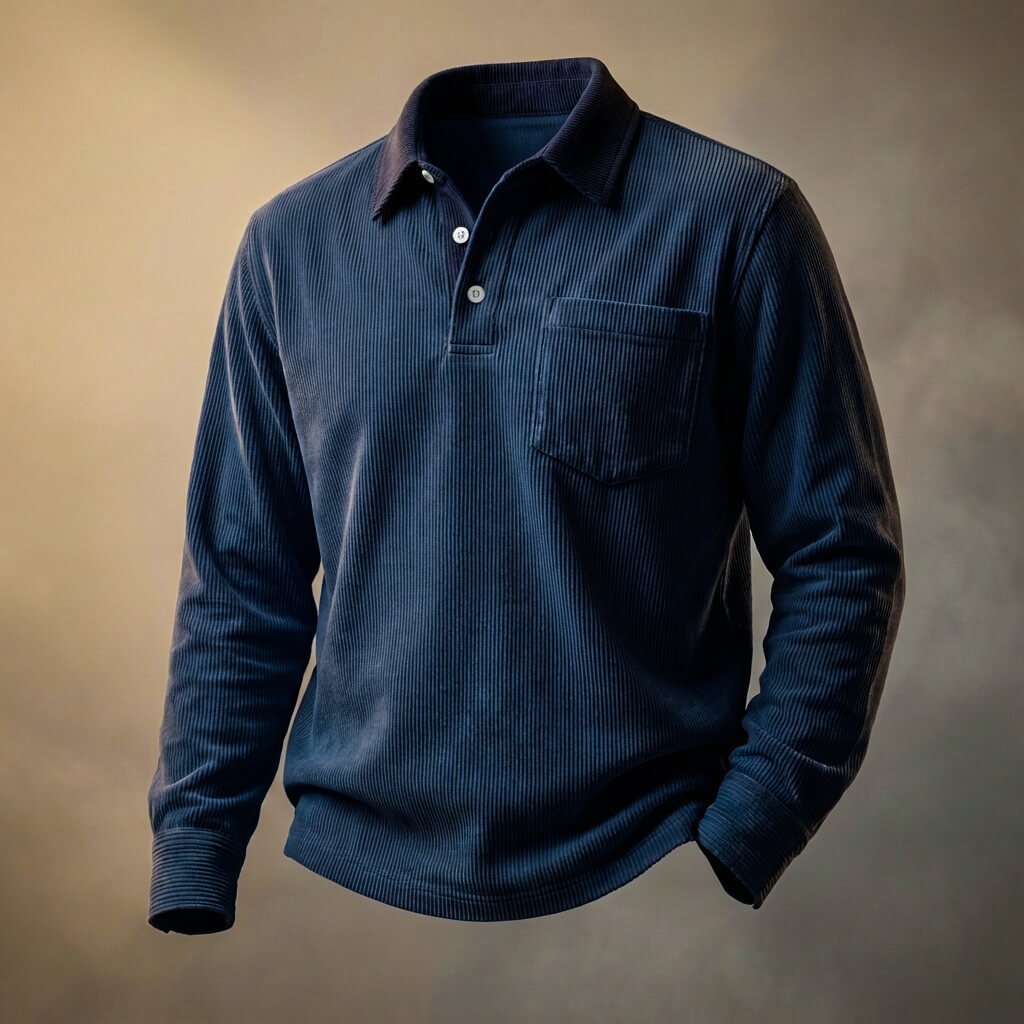 Scott Corduroy Long Sleeve Polo  - By Qivii