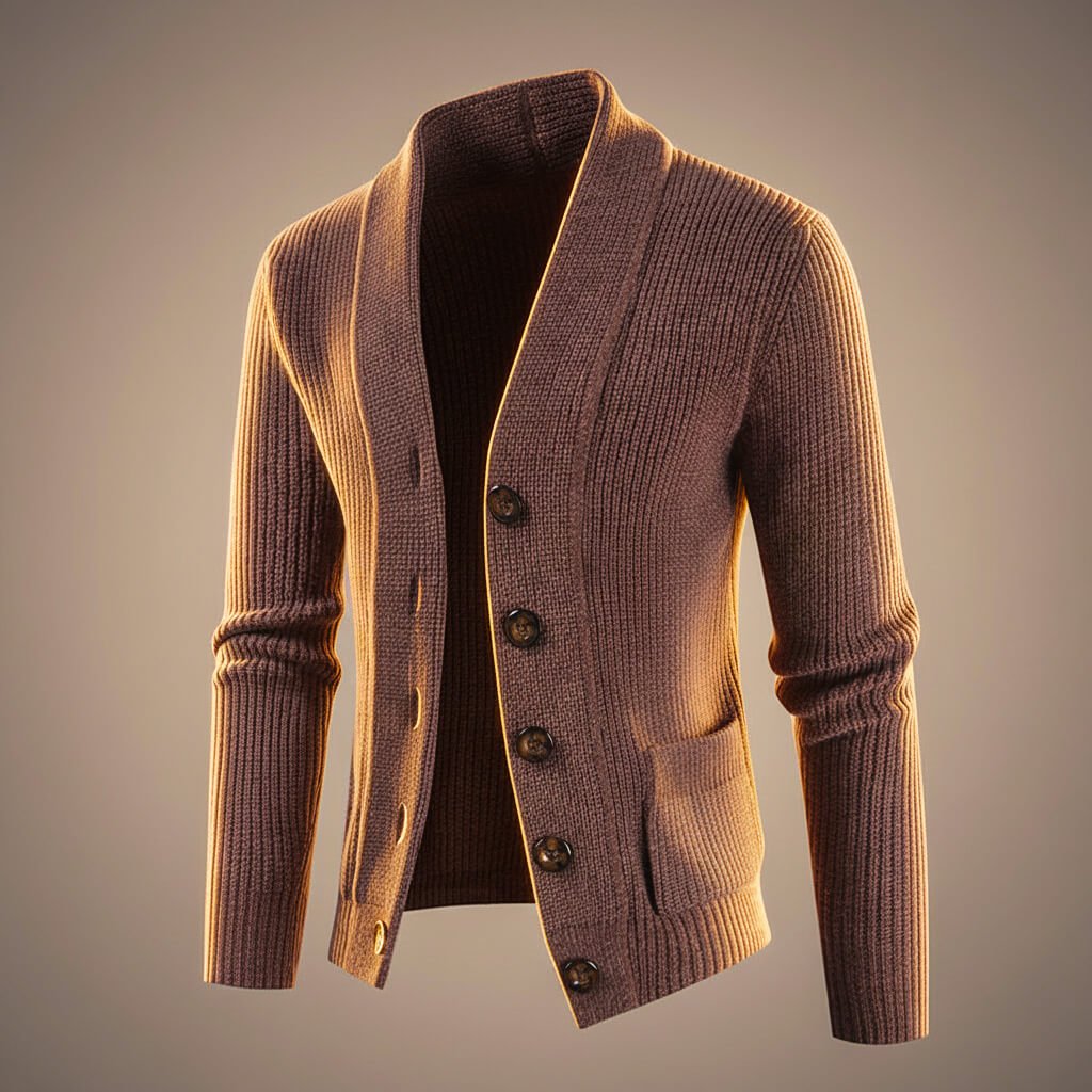 Andrew Virgin Wool Knit Cardigan  - By Qivii