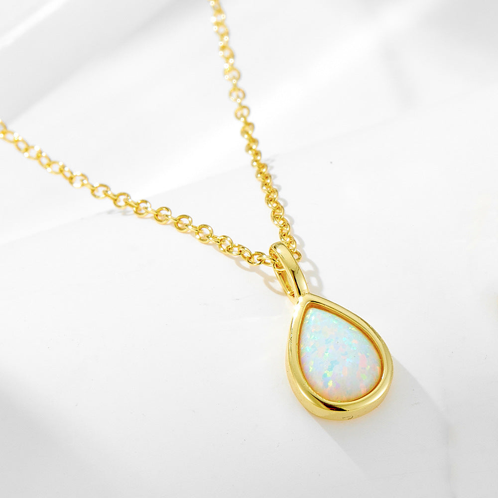 S925 Sterling Silver Waterdrop Pendant Clavicle Necklace