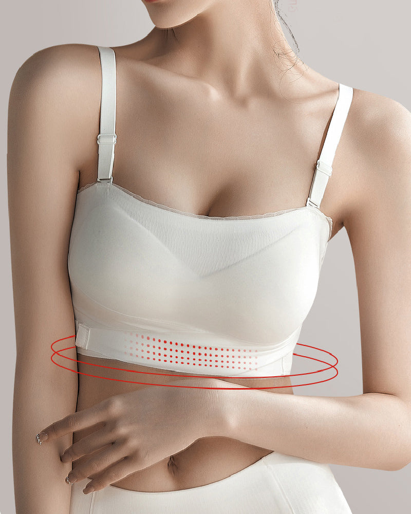 Invisible Strapless Double Side Buckle Bra Non-slip Lace Edge Bandeau Bralette  - By Qivii