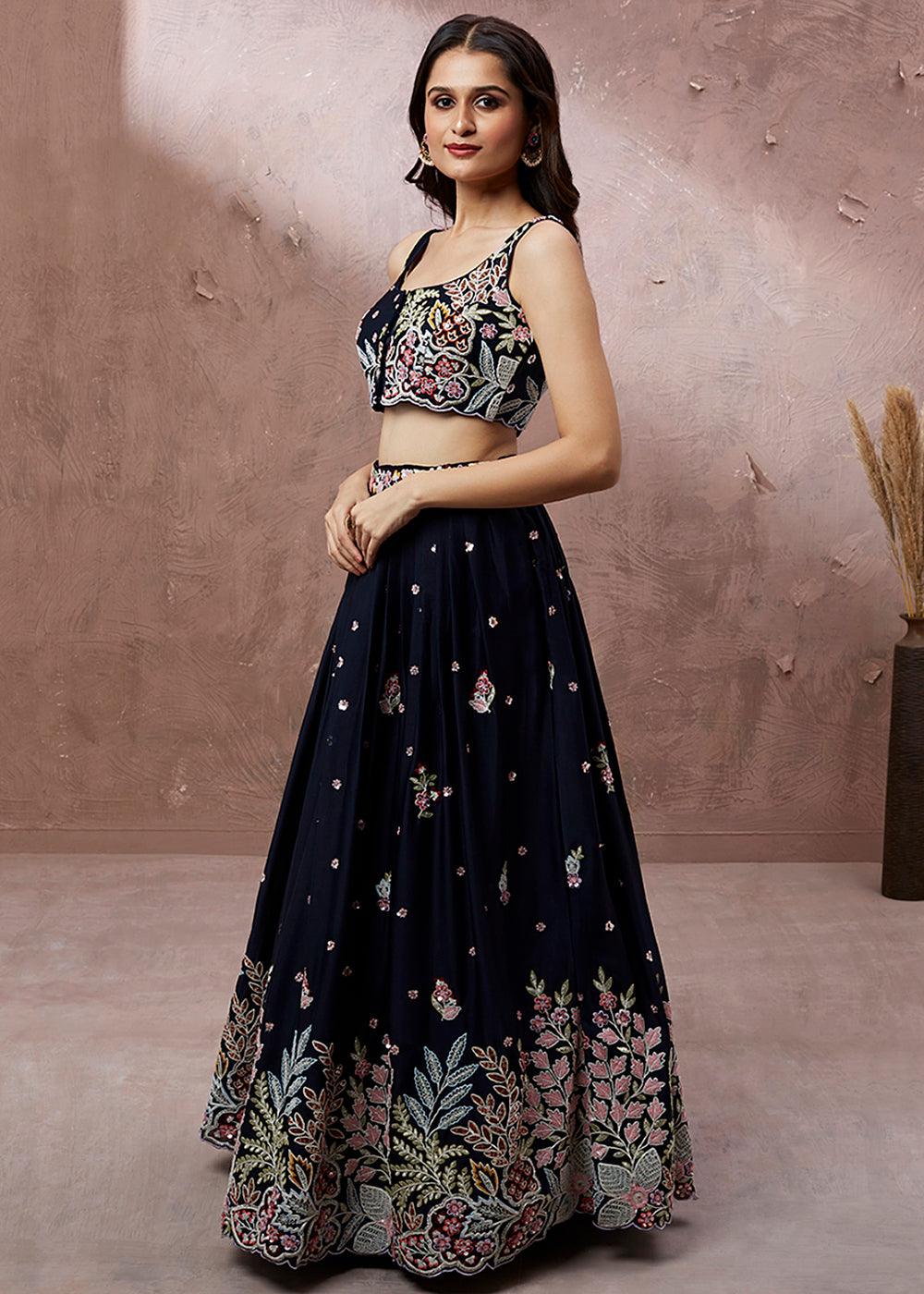 Beautiful Two Piece Lehenga Set Georgette Lehenga Work Sequins and Thread high quality Embroidery Work Lehengas choli party weeding wear Lehenga