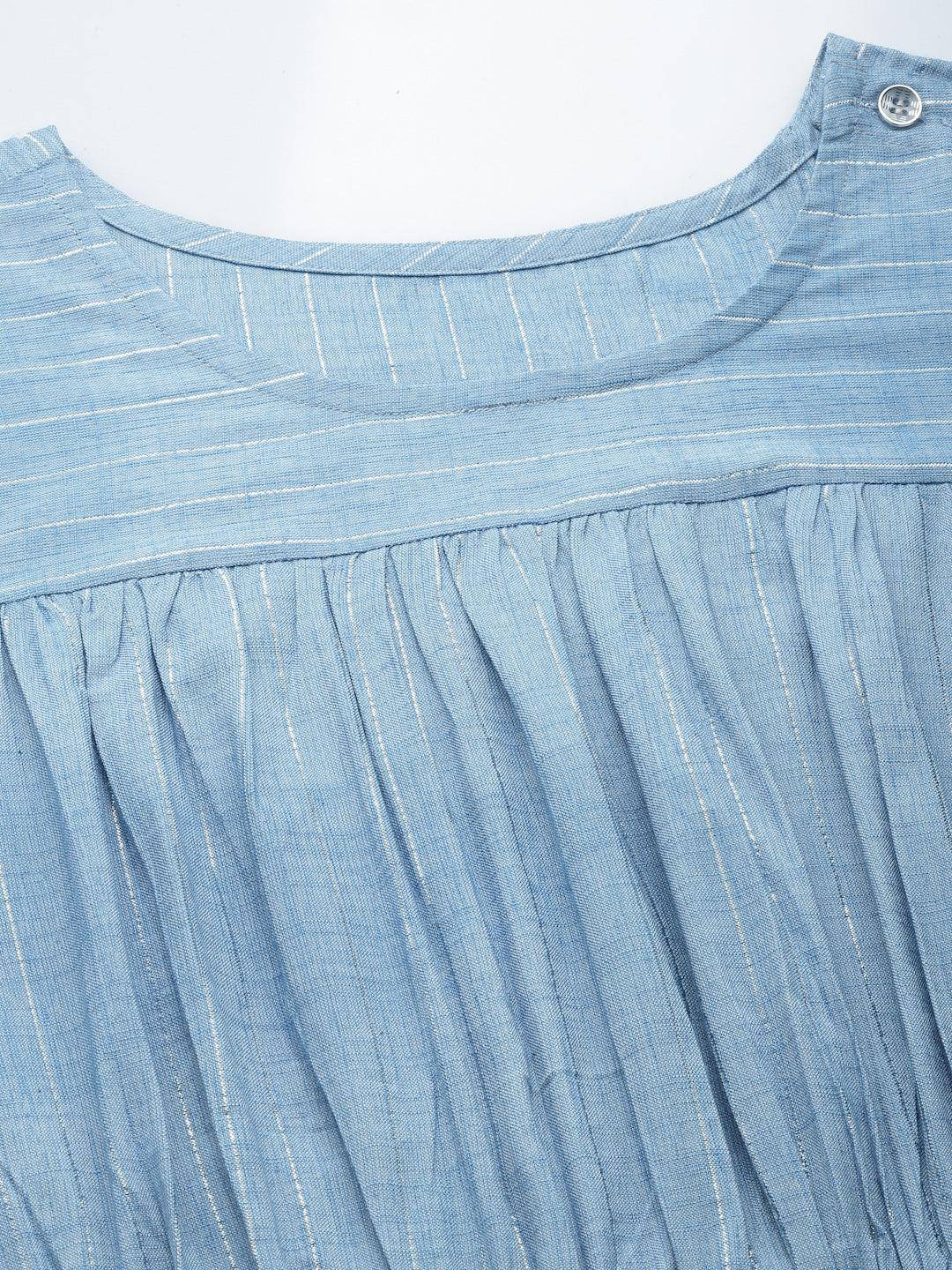 Denim Blue Lurex Dress - qivii