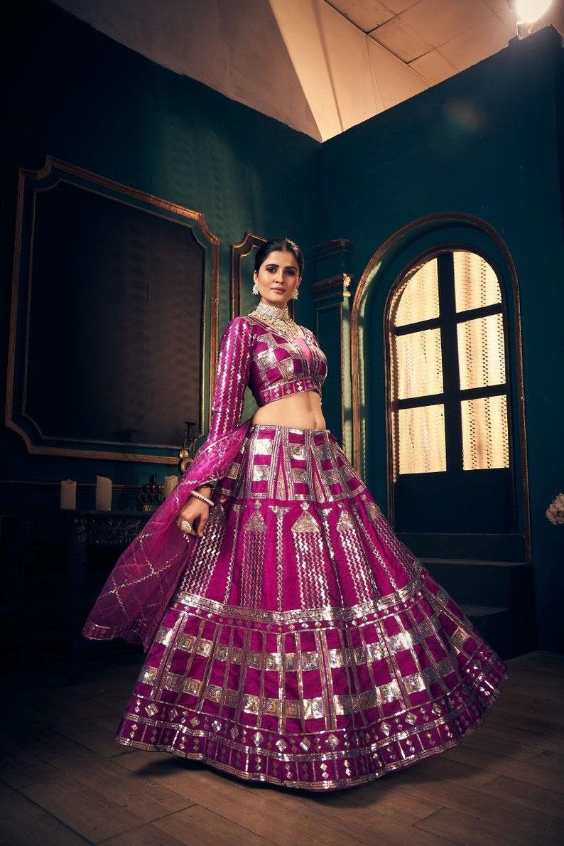 Designer Purple lehenga choli for women party wear Bollywood lengha sari,Indian wedding wear embroidered stitched lehenga with dupatta - qivii