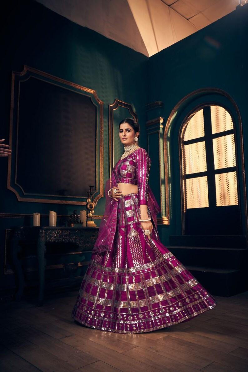 Designer Purple lehenga choli for women party wear Bollywood lengha sari,Indian wedding wear embroidered stitched lehenga with dupatta - qivii