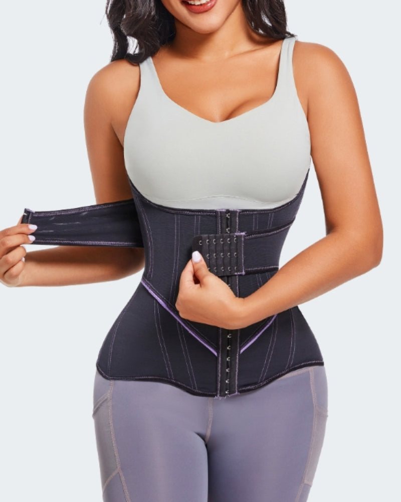 Buckle Waist Trainer High Compression Tummy Control Corset  - By Qivii