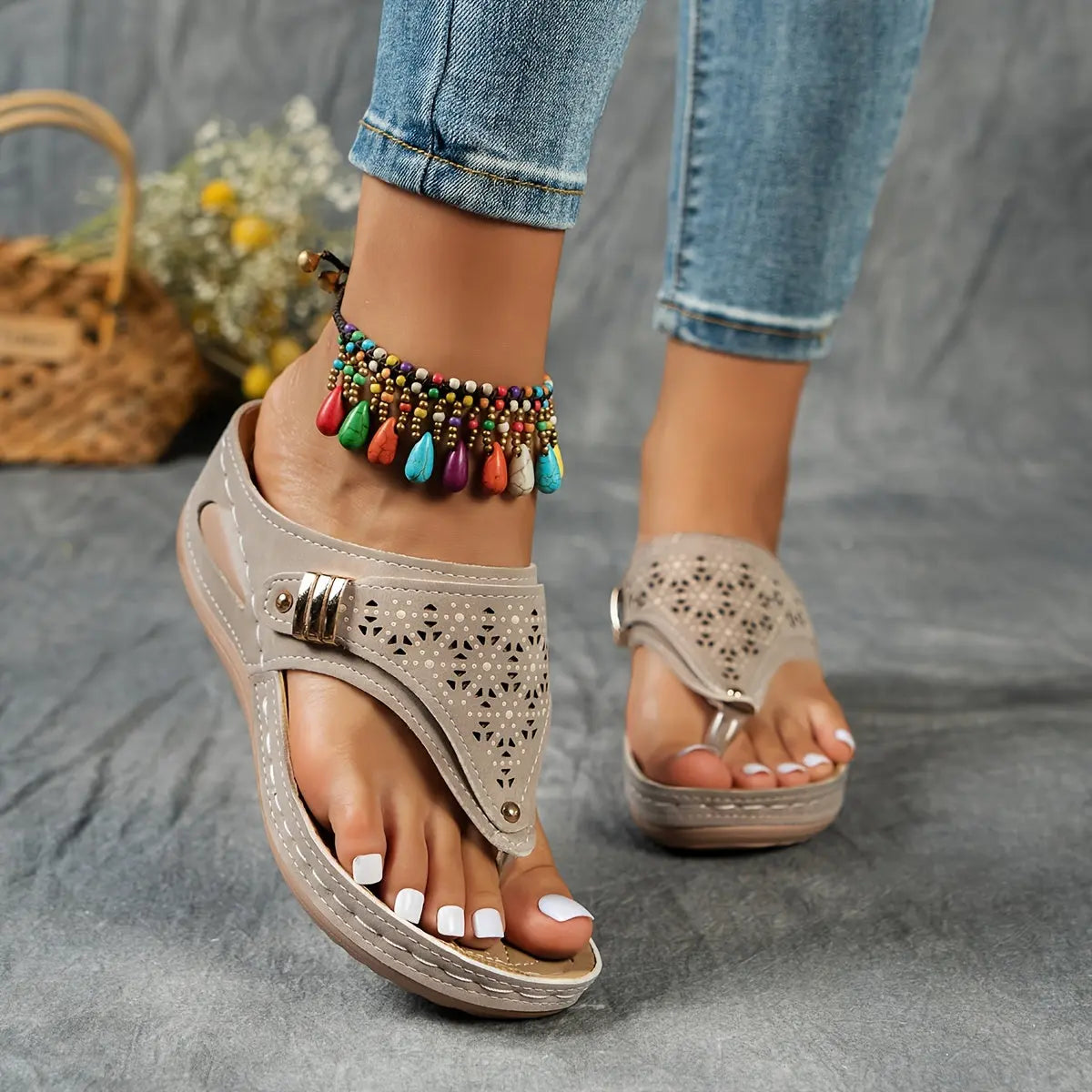 Élodie - Keil-Zehensandalen für Dame  - By Qivii