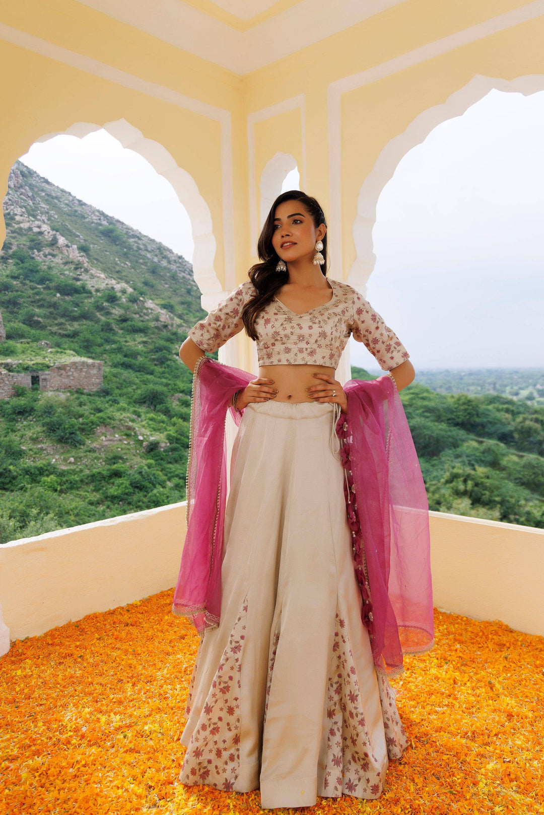 Dove Grey Purple Lehenga Set - qivii