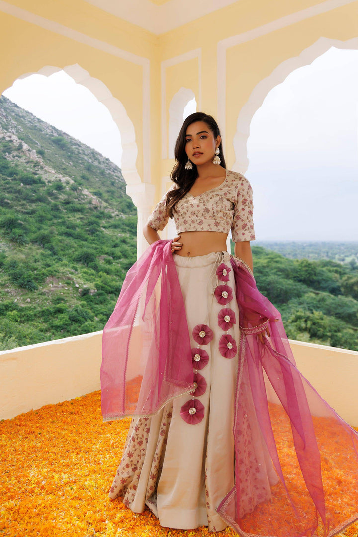 Dove Grey Purple Lehenga Set - qivii