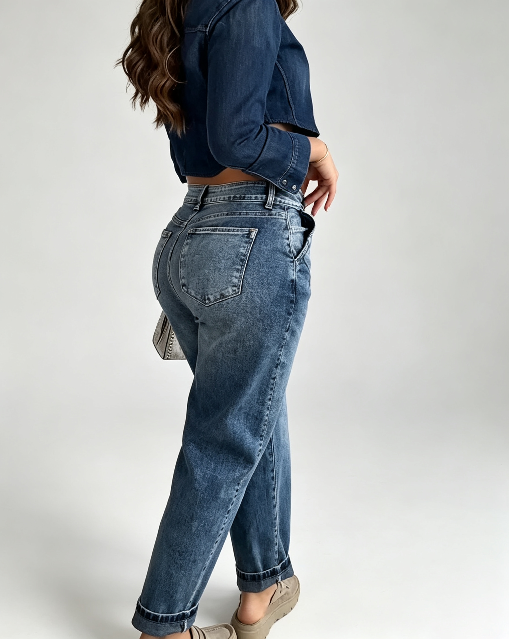 High Waist Seam Detail Stretch Jeans  - By Qivii
