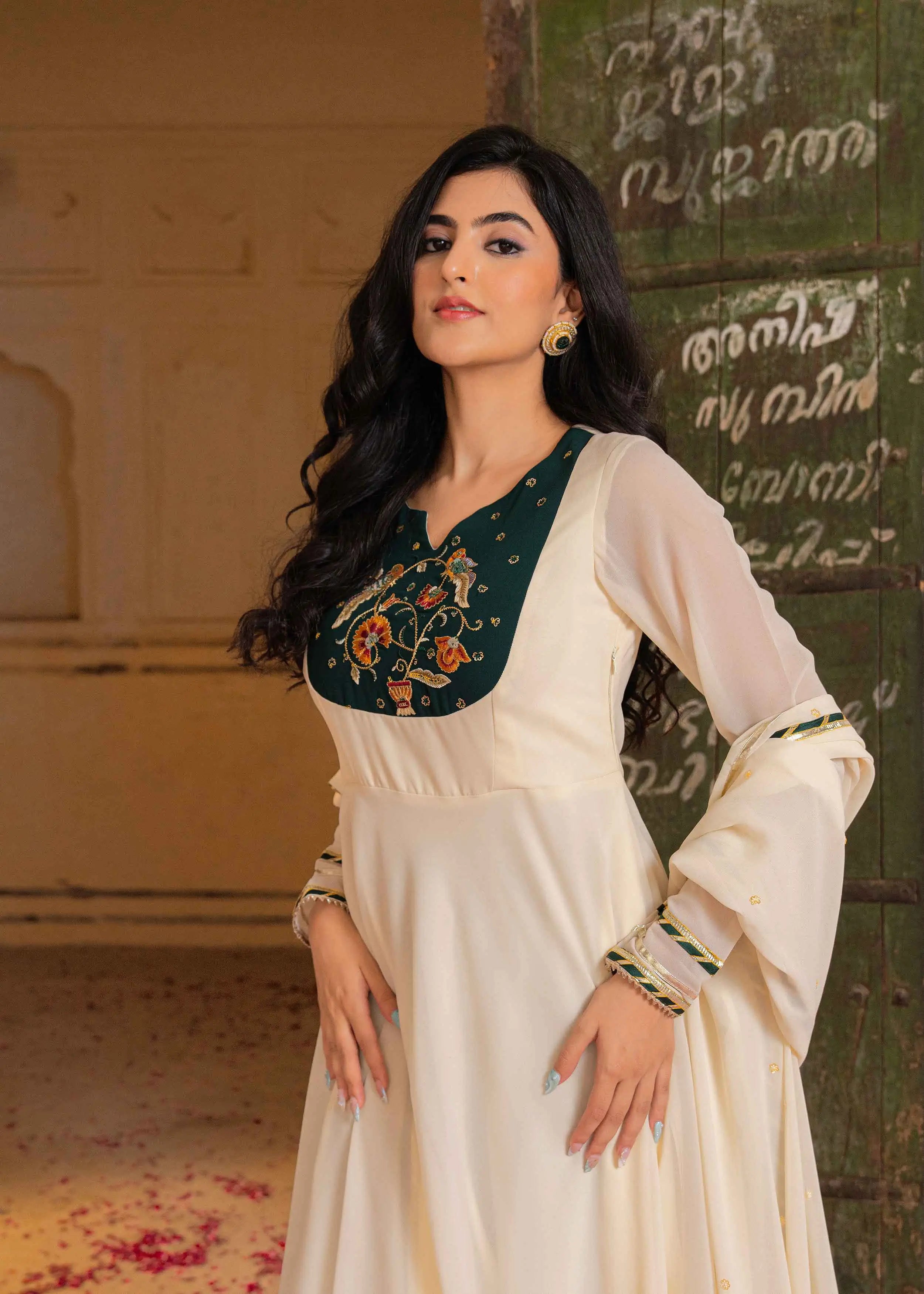 Beige Georgette Designer Work Gown