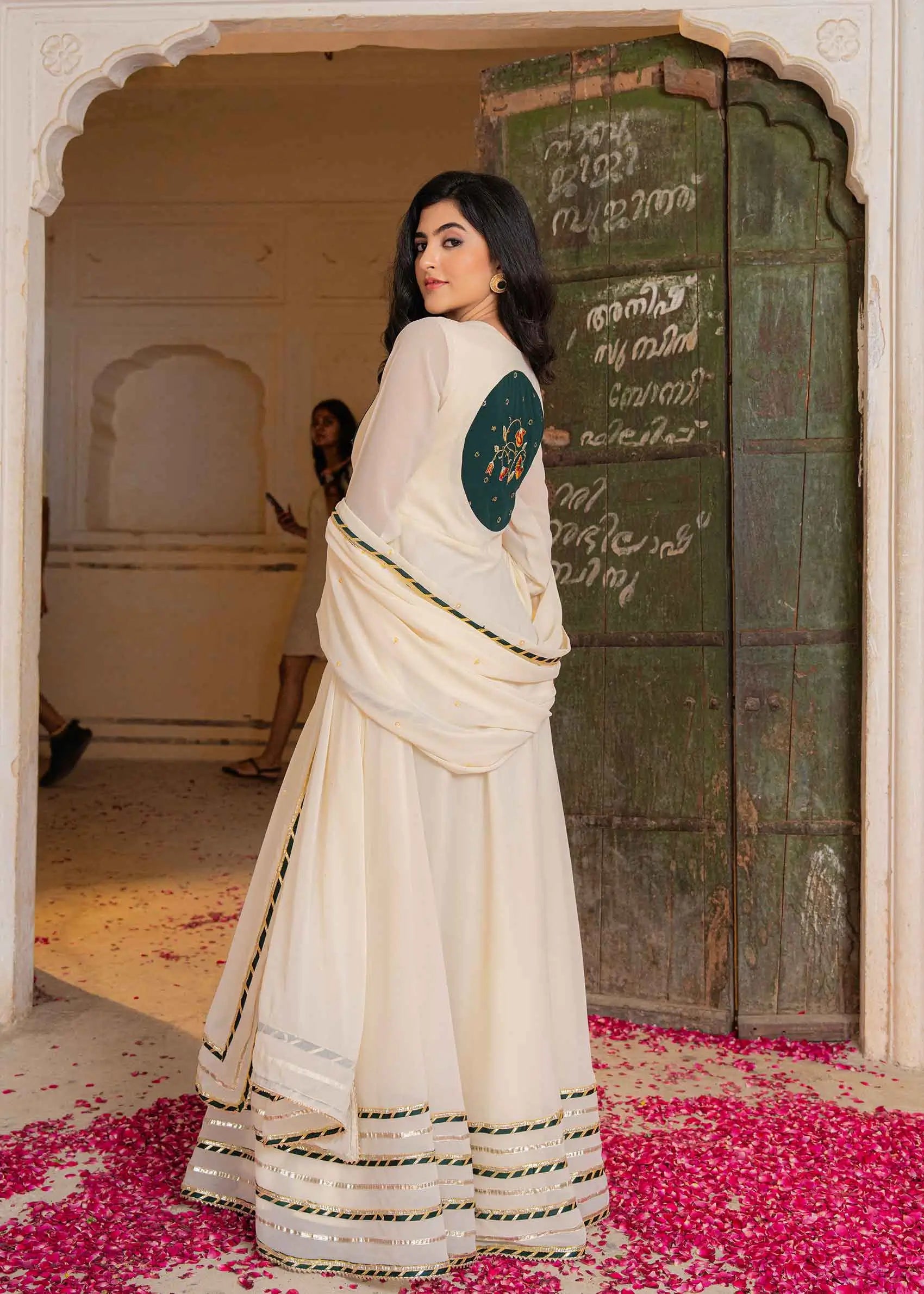 Beige Georgette Designer Work Gown