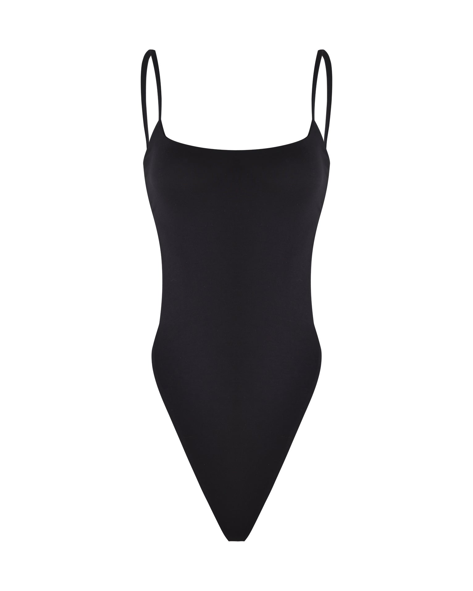 Polka Dot Square Neck Thin Strap Cross Back High Cut Bodysuit  - By Qivii